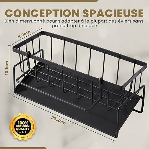 Tera Heimlay Porte Eponge Evier Cuisine en Acier Inoxidable, Organisateur Evier Mural avec Bac de vidange, Rangement et Organisation Cuisine avec porte Serviette. - Nail Gallerys