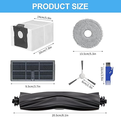 Lot de 27 accessoires pour robot aspirateur Dreame L10s Pro Ultra Heat/L10s Ultra Gen 2/Mova E30 Ultra - Pièces de rechange avec 1 brosse principale, 10 sacs à poussière, 6 lingettes, 6 brosses - Nail Gallerys