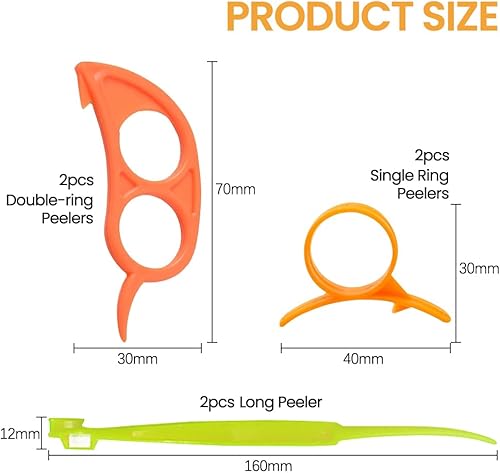WOLMIK Lot de 6 éplucheurs d'orange en plastique, éplucheur citron, éplucheur pomelo, outil pour éplucher les fruits, 3 formes différentes, souris et manche long, pour éplucher facilement et - Nail Gallerys