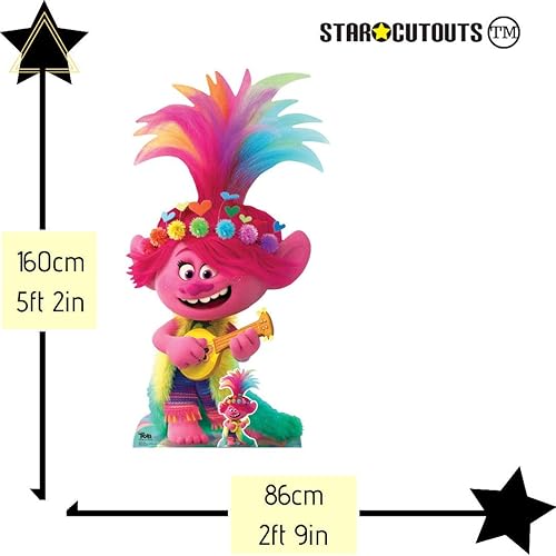 STAR CUTOUTS SC1601 Poppy Ukulélé/guitare Trolls World Tour en carton grandeur nature 160 x 86 cm - Nail Gallerys