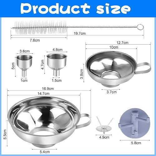 DTYGUIXE 7 PCS Entonnoir à Confiture Inox, Entonnoir Confiture Inox, Antonoire De Cuisine Confiture, Entonnoir à Bocaux, Entonnoir Bocaux Inox, Entonnoir Filtre Cuisine - Nail Gallerys