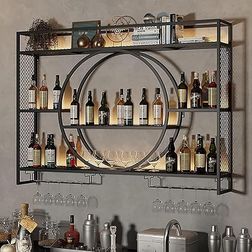 Hotgreenpepper Porte-Bouteilles Muraux, Casier À Vin pour Bar, Etagere À Vin Mural, Étagères Polyvalentes en Métal, Étagère À Vin Suspendu, Etagere Murale Cuisine, Porte-Verre À Pied pour La - Nail Gallerys