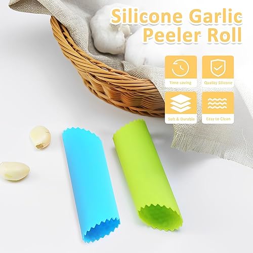 JIADEXIN 2 Pièces Éplucheur d'ail en Silicone - Épluche les Gousses d'ail en Quelques Secondes, Outil de Cuisine pour Éplucheur l'ail (Bleu, Vert) - Nail Gallerys