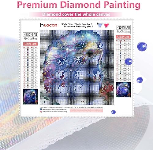 Huacan Peinture Diamant Adulte, Diamond Painting 5D Complet, Diamant Kits, Diamant Strass Point de Croix Cristal Painting pour Murale - Nail Gallerys