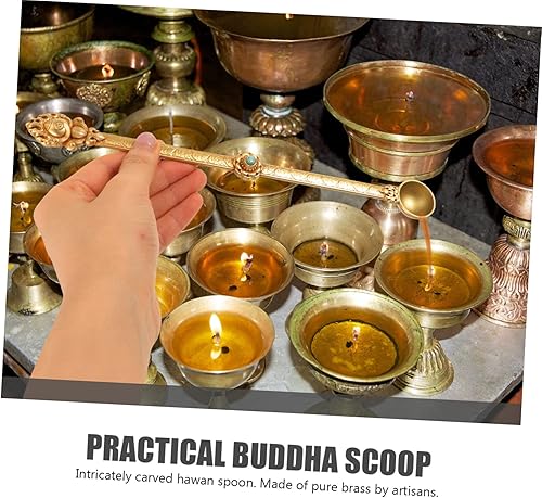 Uonlytech Cuillère Laiton pour Hawan Cuillère Artisanale pour Verser du Ghee Lors des Rituels Cuillère Bouddha Éthique Et Antique - Nail Gallerys