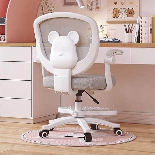 SanBouSi Chaise de bureau ergonomique pour enfant, pivotante à 360 °, réglable en hauteur, avec accoudoirs et repose-pieds, pour adolescentes, filles (gris) - Nail Gallerys