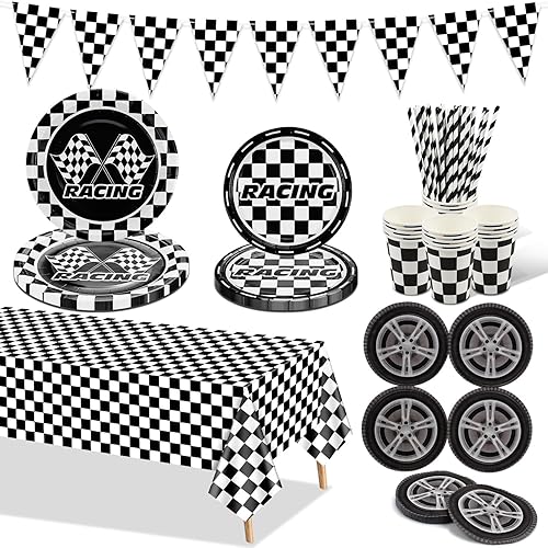 Décorations Pour Une Fête D'anniversaire De Voiture De Course Avec Assiettes En Papier Nappe Gobelets En Papier Serviettes En Pneu Drapeau Pour Une Fête D'anniversaire D'enfants, Pour 20 Personnes - Nail Gallerys