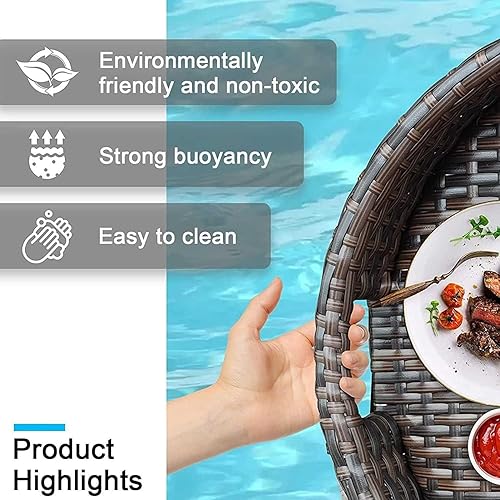 GEJLELDS Plateau Flottant de Luxe pour Piscine - Plateau de Piscine Flottant - Plateau de Petit-déjeuner élégant sur l'eau - Barre Flottante pour Piscine,Black-80cm - Nail Gallerys