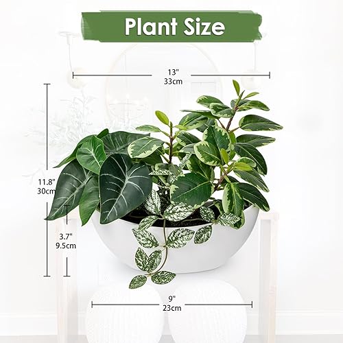 Hollyone Plantes artificielles mixtes de 30 cm, Pot blanc bateau, 1 unité, Plante artificielle d'intérieur, Décoration pour chambre, salle de bain, cuisine, étagère, bureau - Nail Gallerys