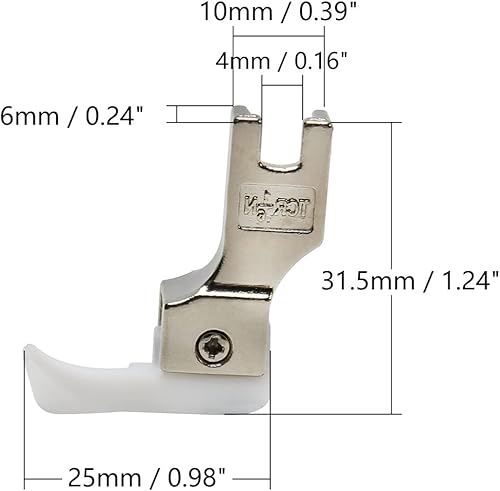 Othmro #TCR Pied presseur pour machine à coudre industrielle 0,6 cm Pied presseur à charnière en plastique et en acier avec guide droit pour machines à coudre industrielles à aiguille unique Blanc - Nail Gallerys