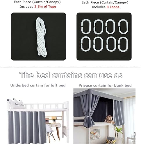 Treer Occultant Rideau de Lit Modèle, Rideau Lit Mezzanine Etudiants, Rideau Occultant & Auvent pour Lit Superposé, pour Lits Maison et Dortoir (Météore,1,5 MX 2 M (2 pièces)) - Nail Gallerys