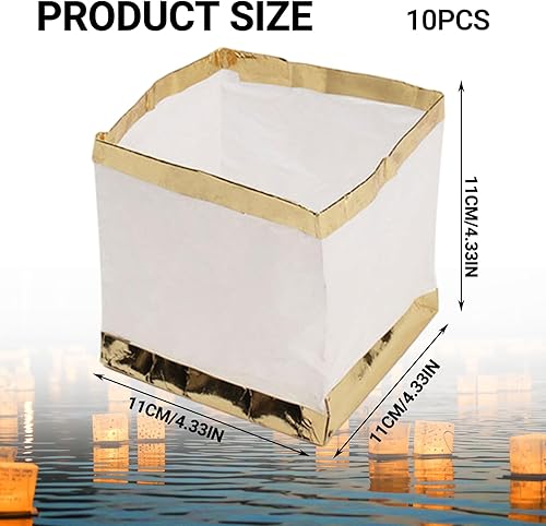 10pcs 4x4x4 Pouces en Papier Blanc imperméable Lanternes flottantes pour Piscine et étang, Feux de souhaits carrés, décoration de libération d'eau en Plein air, sans Bougie - Nail Gallerys