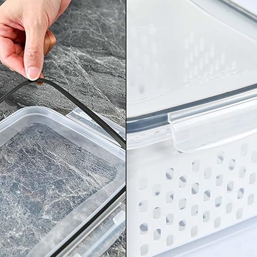 Contenant de rangement de fruits Réfrigérateur Bornes d'organisateur réfrigérateur Récipient salade alimentaire avec une passoire couvercle 1750 ml, ensembles récipients - Nail Gallerys