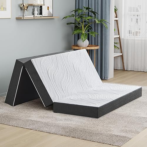 Twirest Matelas pliable en mousse à mémoire de forme avec oreiller portable, housse lavable, rangement facile pour camping, caravanes, invités - 120 x 190 x 15 cm - Nail Gallerys
