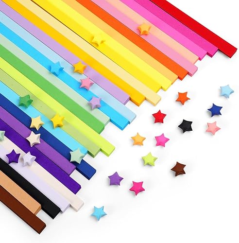 Lot de 1030 bandes de papier étoile porte-bonheur - 27 couleurs arc-en-ciel - Étoiles en papier double face - Pour bricolage, décoration, cadeau - Nail Gallerys