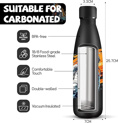 HoneyHolly Gourde Isotherme, Acier Inoxydable 18/8, Bouteille Isotherme, 500ML Sans BPA, Gourde Inox Enfant, Étanche Double Isolation, Gourde Inox pour Le Camping, Les Écoles, Les Gymnases - Nail Gallerys