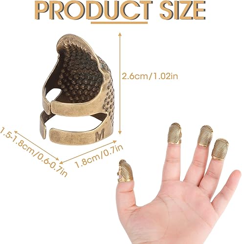 Dé à Coudre Métal, 4 pcs Protege Doigt Réglable en Laiton Anneau de Couture Bouclier de Cuivre Finger Protector Protection Efficace Outil DIY Metal Sewing Thimble Accessoire de Travail Manuel Broderie - Nail Gallerys