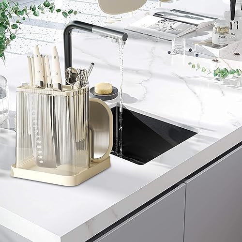 Porte-ustensiles de cuisine – Boîte à égouttoir, support pour coupe-légumes de cuisine | Rangement polyvalent des accessoires de cuisine avec un support de planche à découper et un bac d'égouttement - Nail Gallerys