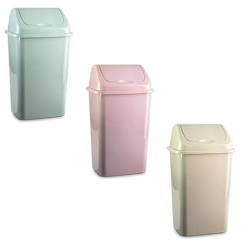 Acan Tradineur Poubelle en plastique avec couvercle basculant, poubelle légère, résistante, salle de bain, cuisine, bureau, fabriquée en Espagne (30 litres, 58,5 x 33,5 x 27,2 cm, couleur pastel - Nail Gallerys