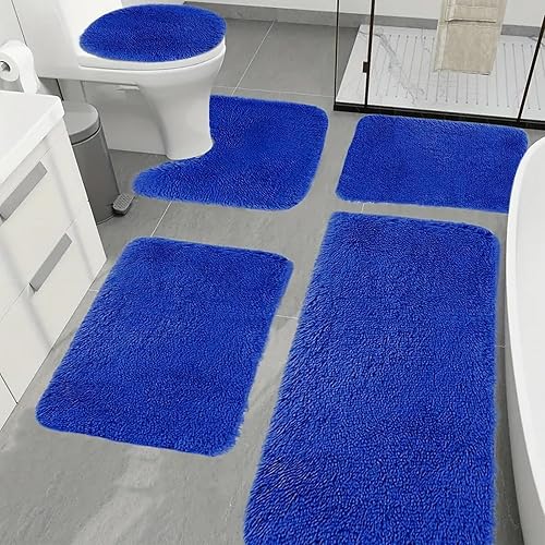 Heavyoff Lot de 5 Tapis de Bain et Tapis Contour WC en Microfibre Super Doux, Lavables en Machine, Tapis de Douche Absorbant pour Salle de Bain, Rouge - Nail Gallerys