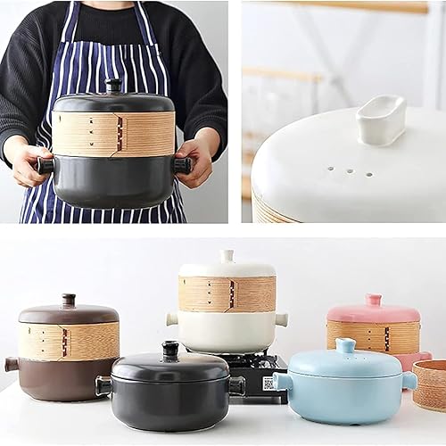 Vnook Cocotte en céramique, avec Panier Vapeur, cocotte en céramique avec Couvercle, cocotte Japonaise, faitout, for Cuisine Maison Shabu Shabu, cocotte en céramique résistante à la Chaleur(0.5L) - Nail Gallerys