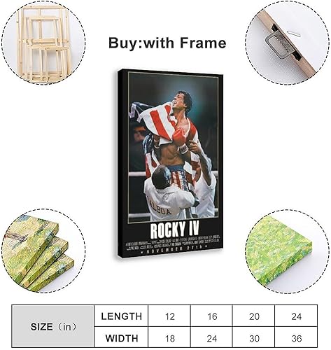 MAHWER Poster du film Rocky 4 sur toile - Décoration de chambre à coucher - Paysage sportif - Décoration de bureau - Cadeau sans cadre - 60 x 90 cm - Nail Gallerys