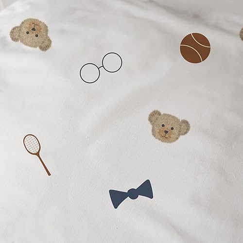 MATT & ROSE Drap Housse Enfant Imprimé 1 Personne 90x190/200 cm Teddy Bear | 100% Coton | Oeko-TEX | Beige - Nail Gallerys