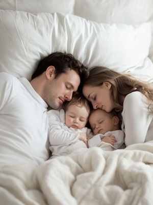 Famille dormant sur housse d'oreiller Teskad anti punaises de lit