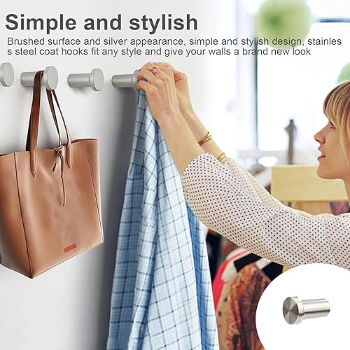 HJIAMA 4 Pièces Crochet Serviette salle de bain, Argent Patere Murale avec Fixation Vis, 36 mm Acier Inoxydable Crochet Mural, Crochet a visser pour Entrée Cuisine Salle Bain - Nail Gallerys