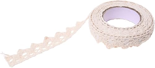 Mauedest Rouleau de ruban dentelle autocollant autocollant Galon cadeau Ruban Artisanat Tissu 1.7m de coton beige - Nail Gallerys