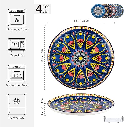 UNICASA Service d'assiettes à dessert en porcelaine, Set d'assiettes à gâteaux multicolores 4 personnes, Service de table avec motifs et couleurs - 21cm - Nail Gallerys