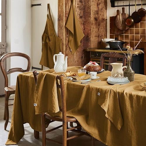 AltoBuy Margaux - Lot de 2 Torchons Essuie-Vaisselle 50x70cm Lin Lavé Caramel - Nail Gallerys