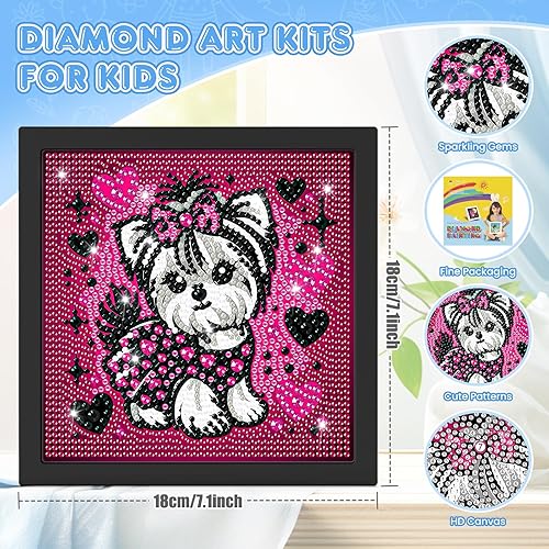 DOMROM Chien Diamond Painting Enfant avec Cadre, 5D Schnauzer Diamant Painting Kit Pour Adulte, Peinture Diamant pour Enfants 6-12 Broderie Diamond Painting Kit Cristal Painting pour Décoration Murale - Nail Gallerys