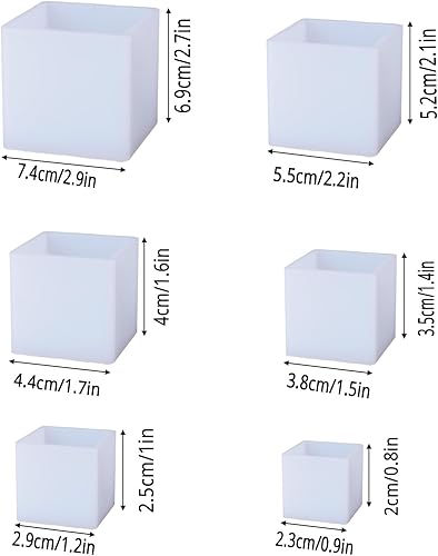 Waitamo 6 Pcs Moules en Résine, Moule Carré en Résine Moule Silicone Resine Epoxy Pour Décorations Conservation Florale Bougies Savons - Nail Gallerys