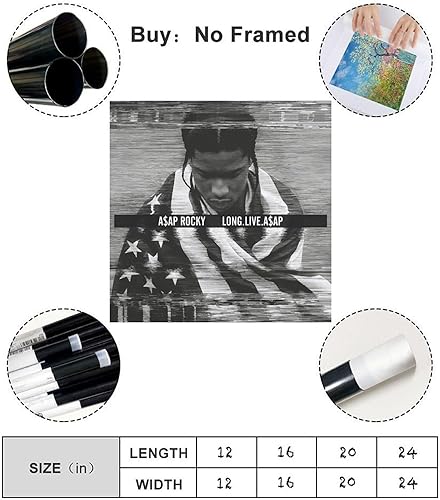 NTRECS Poster sur toile Asap Rocky « Long Live Asap » - Décoration de chambre à coucher - Paysage sportif - Décoration de bureau - Cadeau sans cadre - 30 x 30 cm - Nail Gallerys