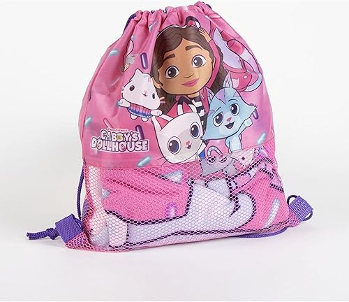 CERDÁ LIFE'S LITTLE MOMENTS Gabby's Dollhouse Set de Serviettes avec Sac – Serviette de Bain pour Enfant & Sac de Gym Pratique au Design Mignon - Nail Gallerys