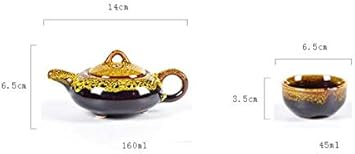 Service à thé Kung Fu avec théière et tasses, style chinois et japonais rétro, fait à la main, théière en porcelaine, 6 tasses à thé, coffret cadeau (bleu) - Nail Gallerys