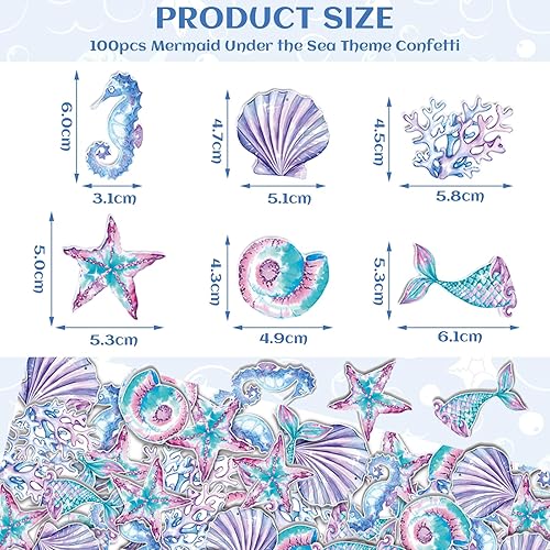CharmBurst 100 pièces de confettis de fête sirène d'été, décoration de table, pour anniversaire d'enfants et fête sous la mer, décoration marine pour table et pièce - Nail Gallerys