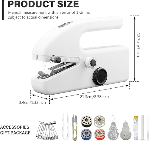 Machine à Coudre Portable, Mini Machine à Coudre, Machine a Coudre a Main, Machine à Coudre Manuelle Électrique avec Kit de Couture pour Débutant Adulte Réparation de Vêtement DIY - Nail Gallerys
