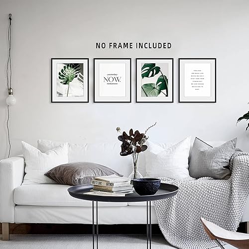 Art mural noir et blanc Imprimer une affiche Décoration minimaliste, 8x10 Pouces Impression sur toile Sans cadre Ensemble de 3 pièces, Affiche de plantes de salon - Nail Gallerys