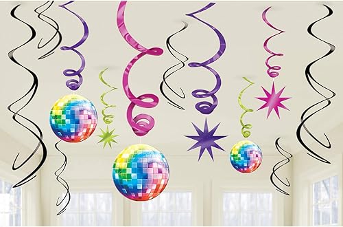 70s Disco Fever Swirls Decorations (12 pk) - Nail Gallerys