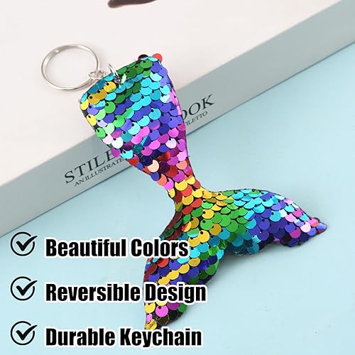GIEEU Lot de 10 porte-clés réversibles à paillettes colorés pour enfants et adultes - Accessoires de sac à dos (10 styles) - Nail Gallerys