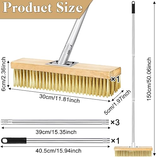 TZEKING Balai Brosse Metallique avec Manche 150cm,Brosse à Balai Métallique,pour Enlever Les Mauvaises Herbes,Mousse et Taches - Nail Gallerys