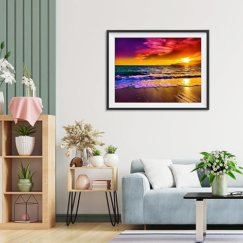 TOSTOG Diamond Painting Kit Adulte Débutant,Plage Diamant Painting Images Ronde Diamond Peinture Diamant Adulte,Paysage 5D DIY Cristal Débutant Art Set pour Décoration Murale Maison 30x40cm - Nail Gallerys