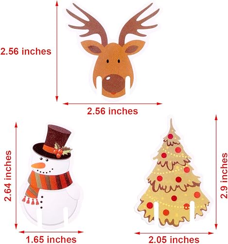 Hicarer 30 Pièces Décorations en Verre de Vin de Noël Décoration de Carte de Verre de Table pour Articles de Fête (Bonhomme de Neige, Wapiti et Sapin de Noël) - Nail Gallerys