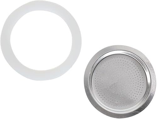 babominimer Joint et filtre de rechange pour cafetière, moka, matériau en caoutchouc de silicone, convient pour le dessus de machine à café, convient pour cafetière, accessoires de cuisine (2 tasses + - Nail Gallerys