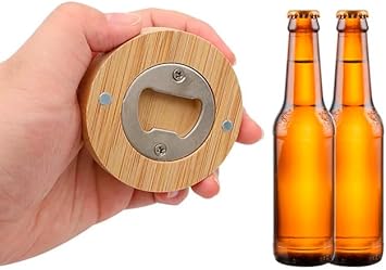 DISOK Lot de 10 à 50 décapsuleurs aimantés en bambou naturel. Détails mariage écologique homme, décapsuleur rond en bois, ustensiles bars. (50) - Nail Gallerys