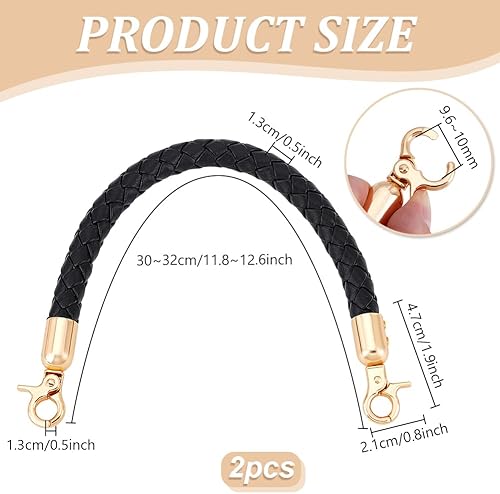 PH PandaHall 2pcs Poignées Tressées pour Sac à Main en Cuir Marron 30cm Sangle de Rechange Courte avec Boucle Dorée pour Sac à Main au Crochet Sac à Bandoulière Sac Fourre Tout - Nail Gallerys