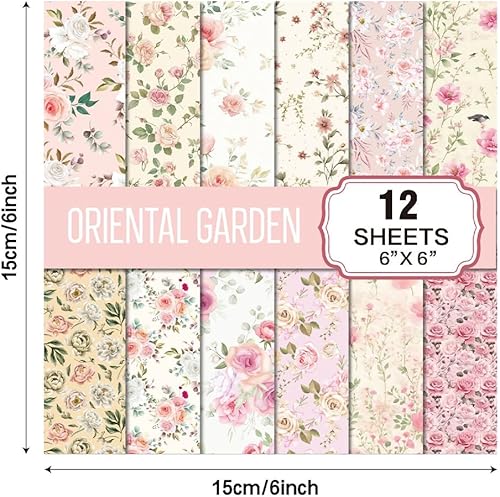 Lot de 24 feuilles de papier de scrapbooking floral, décoré avec deux motifs floraux différents, papier décoratif floral, utilisé pour album photo, scrapbooking, papier artisanal, décoration à faire - Nail Gallerys