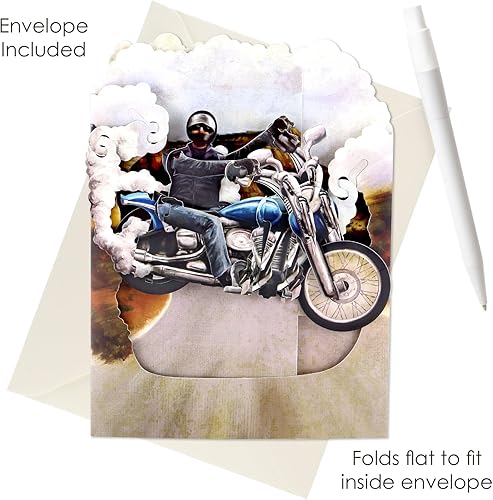 SANTORO Swing Card, Carte De Voeux Pop Up 3D - Moto - Pour Lui, Pour Papa, Fête Des Pères, Anniversaire - Nail Gallerys